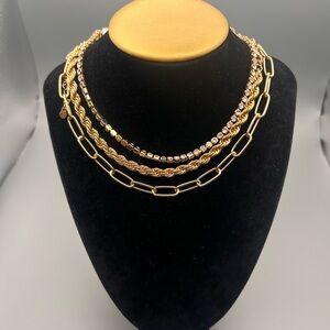 BP Gold and Black Layered Necklace Set